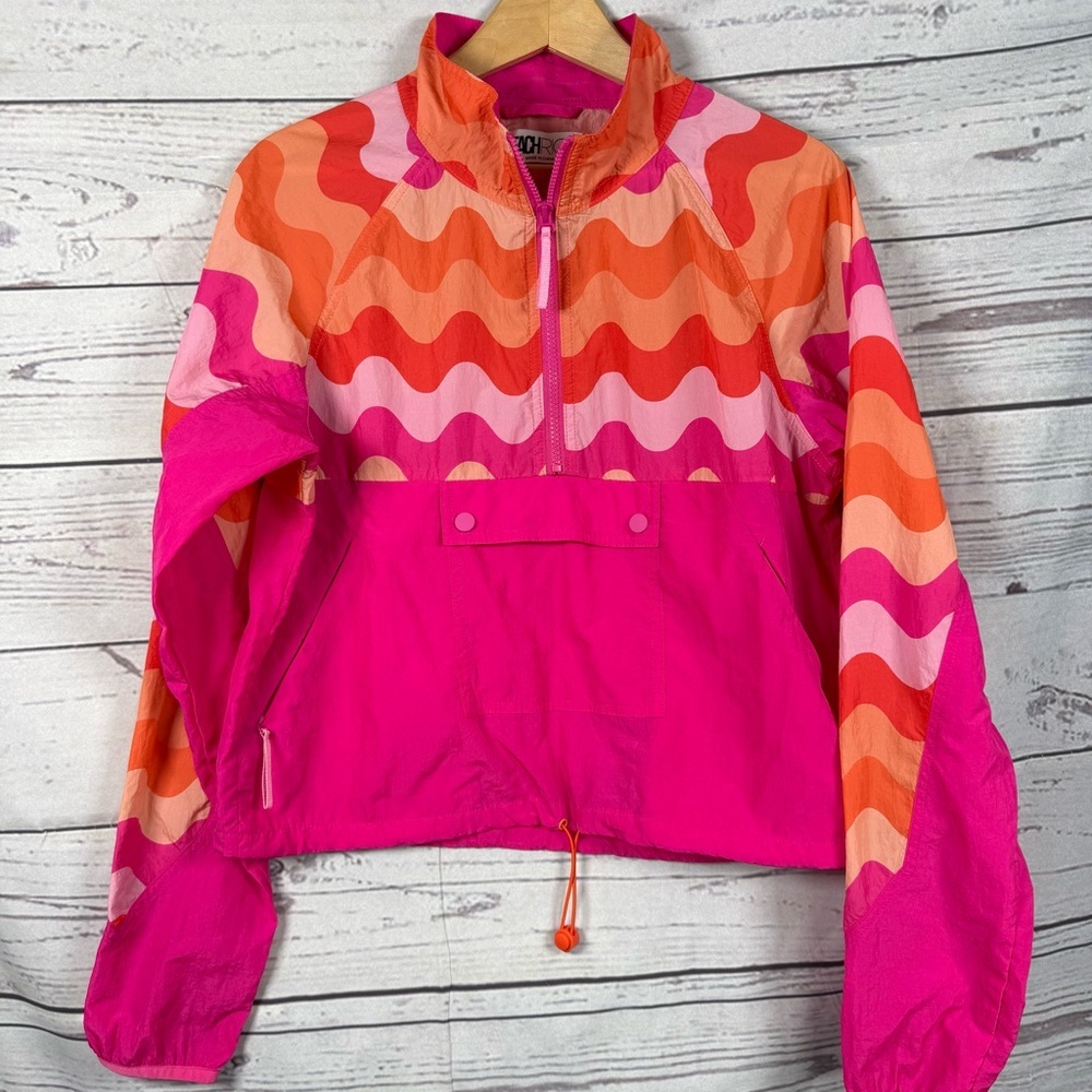 BEACH RIOT Womens Windproof Jacket Fuchsia orange fits like S